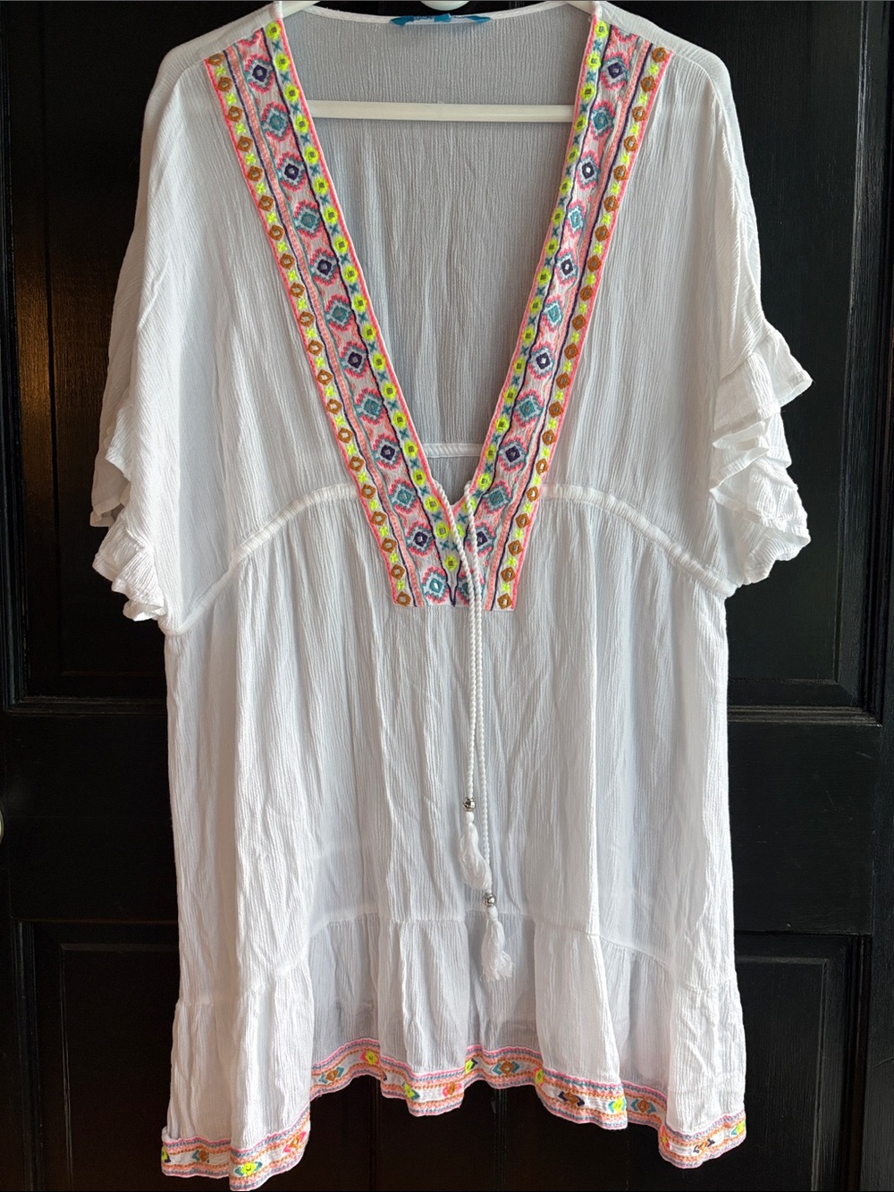 Blue Island Embroidered Women Beach Cover Up